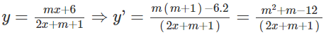 Tìm tất cả các giá trị thực của tham số m để trên (−1;1) hàm số  y = m x + 6 /2 x + m + 1 nghịch biến (ảnh 1)
