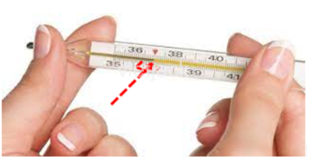 Dùng nhiệt kế y tế để đo nhiệt độ cơ thể em (ảnh 1)