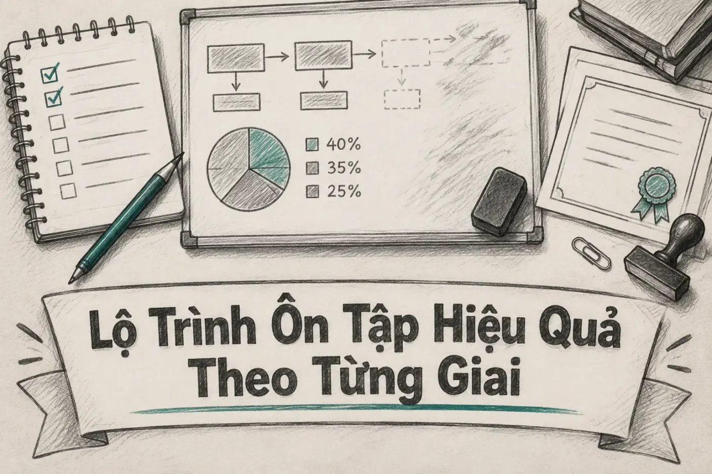 Rất đơn giản thôi, bạn chỉ cần chia nhỏ quá trình ôn tập thành các giai đoạn rõ ràng để dễ theo dõi và đánh giá tiến độ - đề